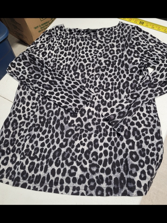 Mario Serrani Tops - Mario Serrani Black & White Leopard-Print Long Sleeve Top